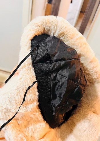 Bej Kürklü Kadın Peluş Şapka - Görsel 4