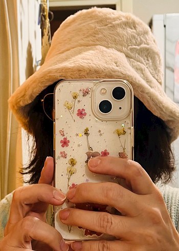 Bej Kürklü Kadın Peluş Şapka - Görsel 2