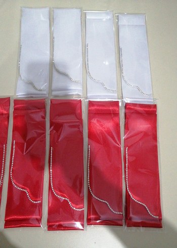 Kırmızı Beyaz Saten Kurdele Gelin-Damat - Görsel 2