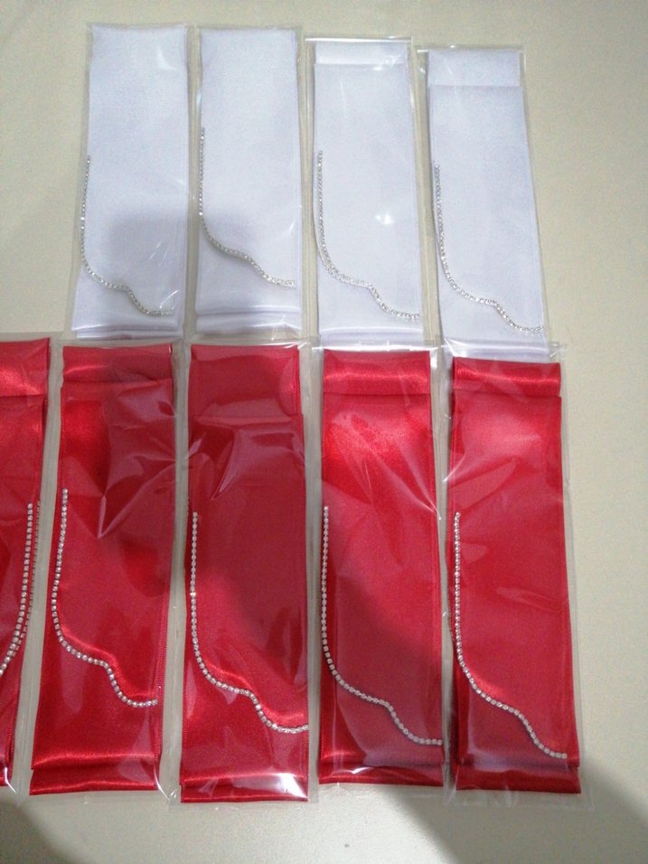 Kırmızı Beyaz Saten Kurdele Gelin-Damat - Görsel 2