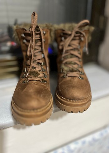 Taba Süet Kadın Bot Kürklü Platform Topuk - Görsel 2