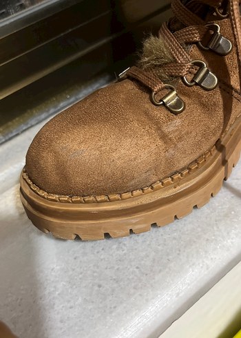 Taba Süet Kadın Bot Kürklü Platform Topuk - Görsel 8