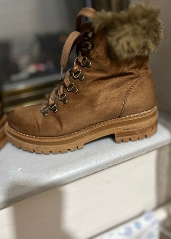 Taba Süet Kadın Bot Kürklü Platform Topuk - Görsel 5