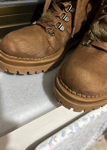 Taba Süet Kadın Bot Kürklü Platform Topuk - Görsel 4