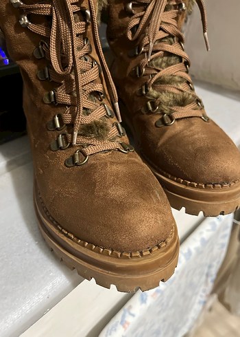 Taba Süet Kadın Bot Kürklü Platform Topuk - Görsel 3