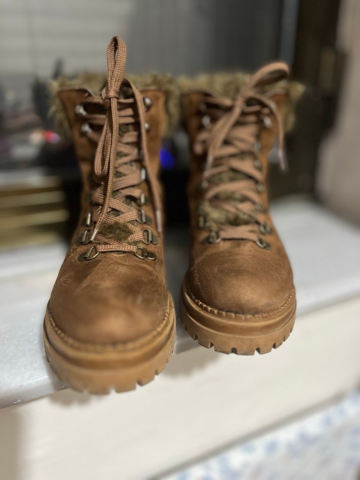 Taba Süet Kadın Bot Kürklü Platform Topuk - Görsel 2