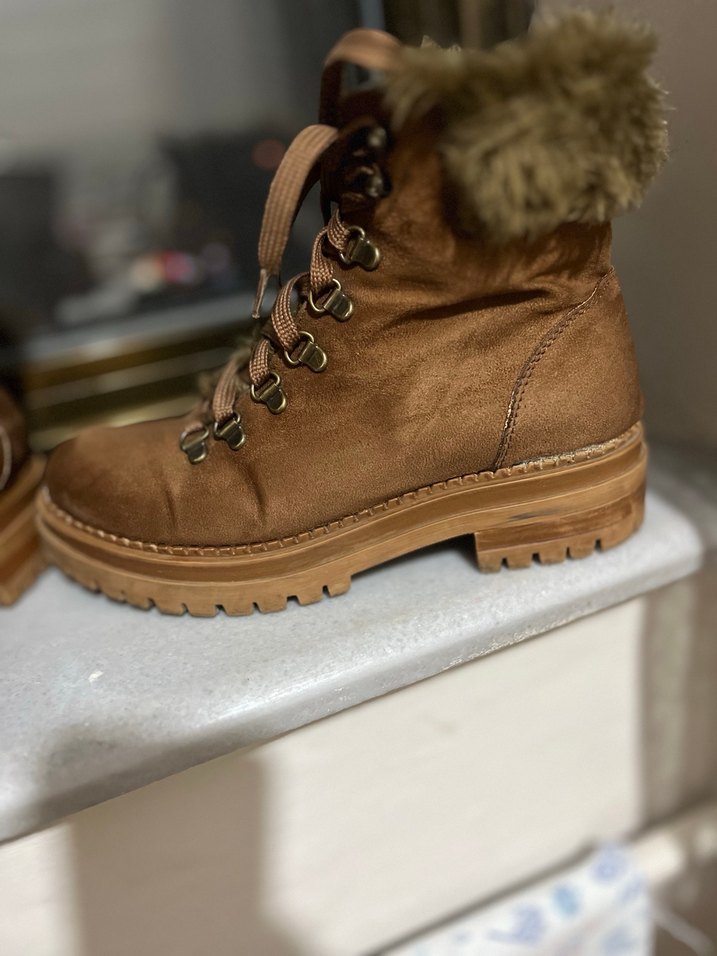 Taba Süet Kadın Bot Kürklü Platform Topuk - Görsel 5