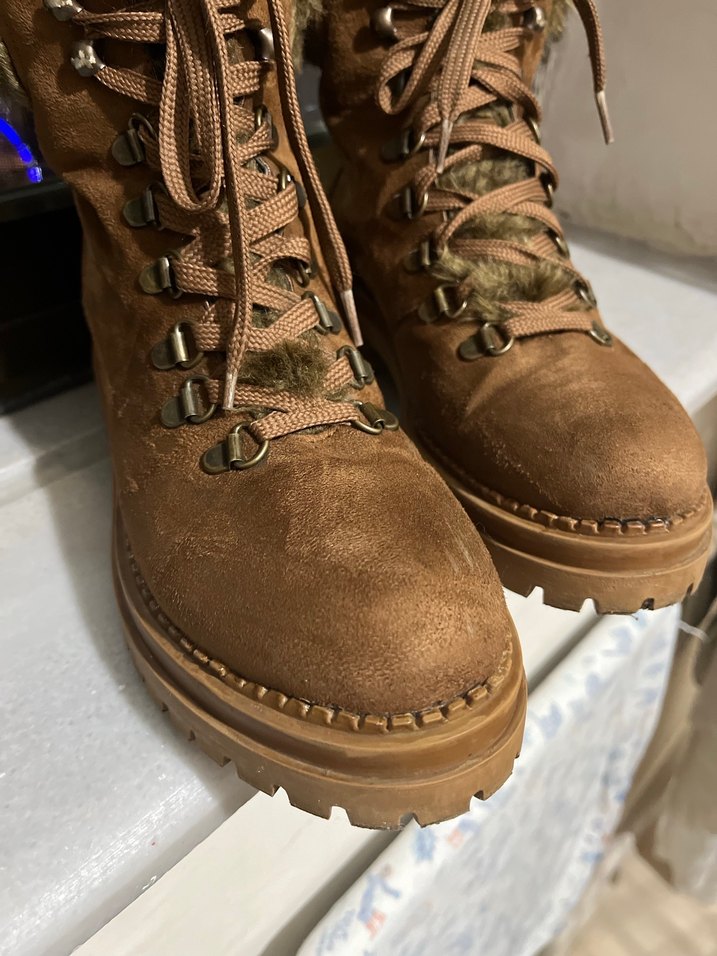 Taba Süet Kadın Bot Kürklü Platform Topuk - Görsel 3