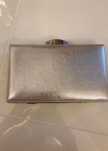 Beden Gri Metal Tokalı Kadın Abiye Portföy Çanta