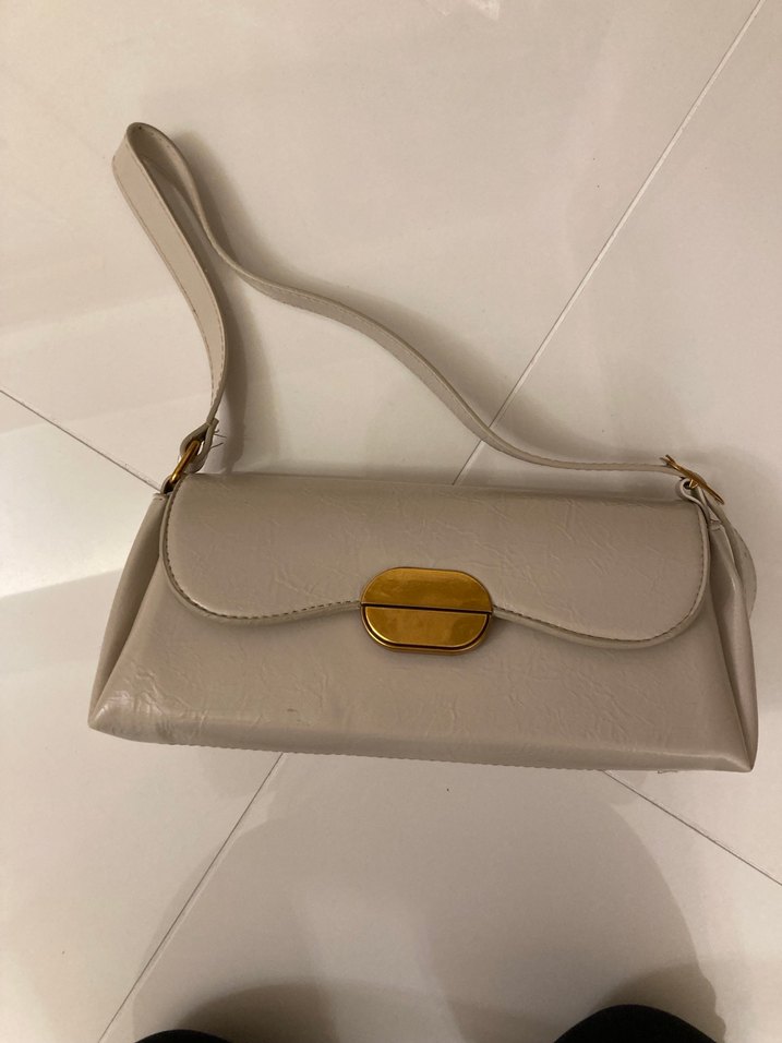 Bej Deri Kadın Omuz Çantası - Görsel 4