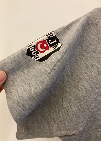 Beşiktaş Gri Baskılı Siyah Beyaz Erkek Tişört - Görsel 3