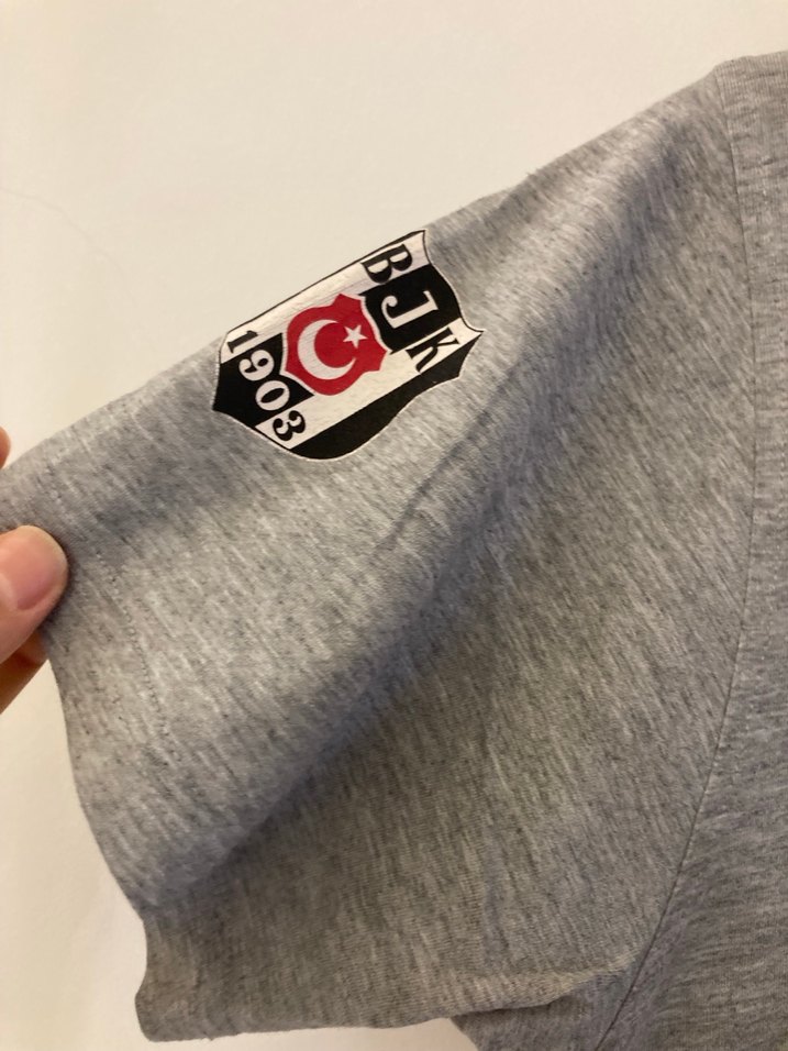 Beşiktaş Gri Baskılı Siyah Beyaz Erkek Tişört - Görsel 3