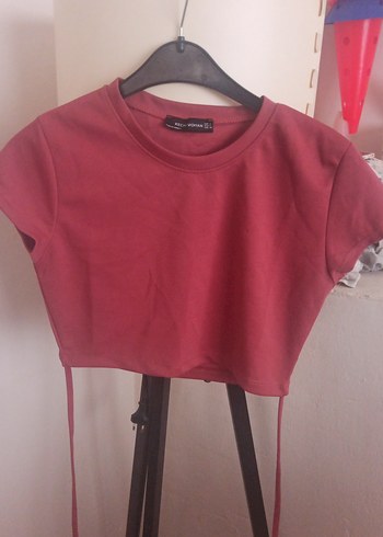 Kırmızı Kısa Kollu Crop Top