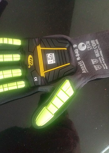 Sarı Biker Tarzı Baskılı Erkek Eldiveni - Görsel 2