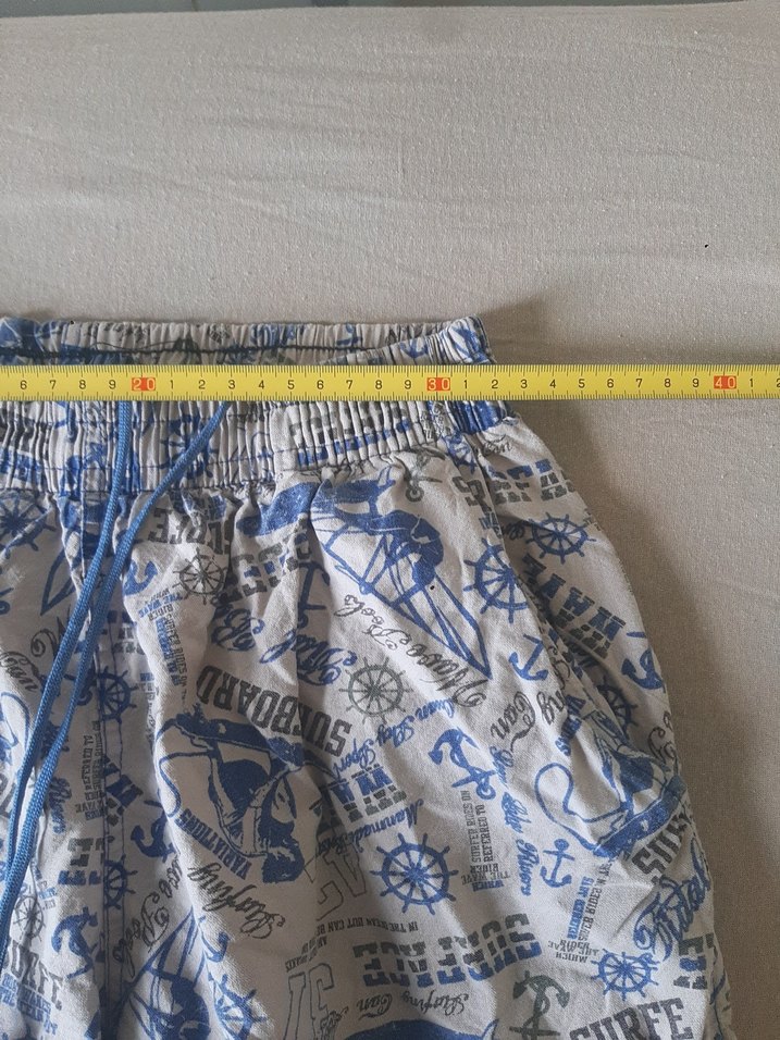 Bohem Tarzı Erkek Mini Desenli Mavi Şort - Görsel 3