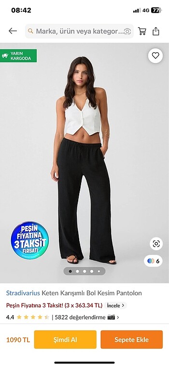 Keten karışımlı stradivarius pantolon