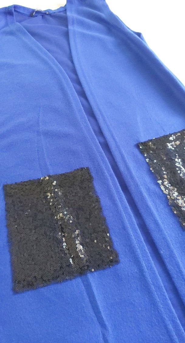 Mavi Uzun Kesim Kadın Yelek - Görsel 2