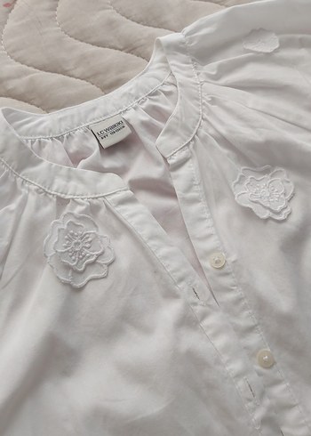 Kız Çocuk Beyaz Kısa Kollu Gömlek - Görsel 2