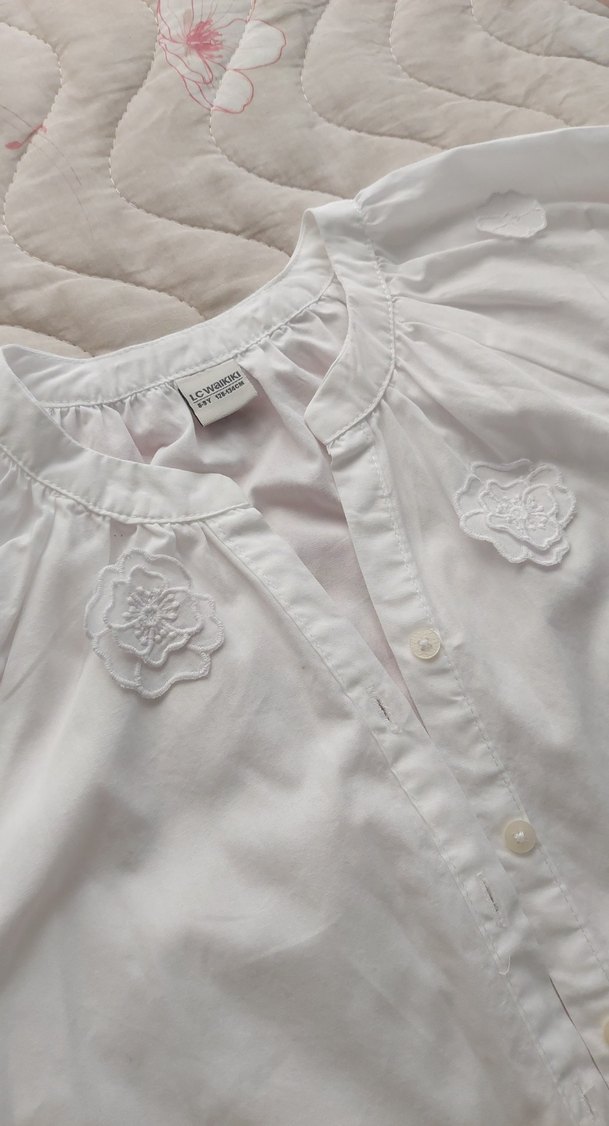 Kız Çocuk Beyaz Kısa Kollu Gömlek - Görsel 2