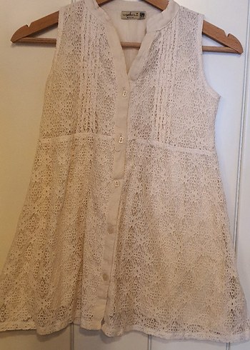 Bej Dantelli Bohem Kız Elbisesi - Görsel 2