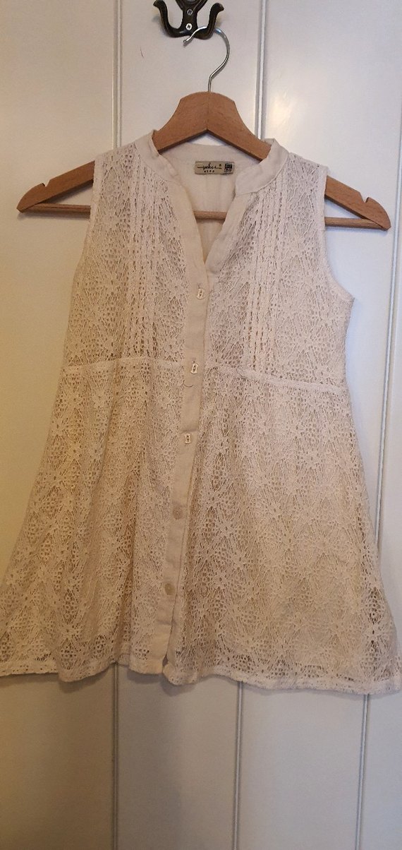 Bej Dantelli Bohem Kız Elbisesi - Görsel 2