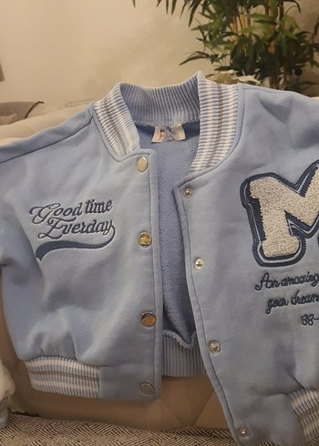 Pastel Mavi kız çocuk kolej mont - Görsel 3