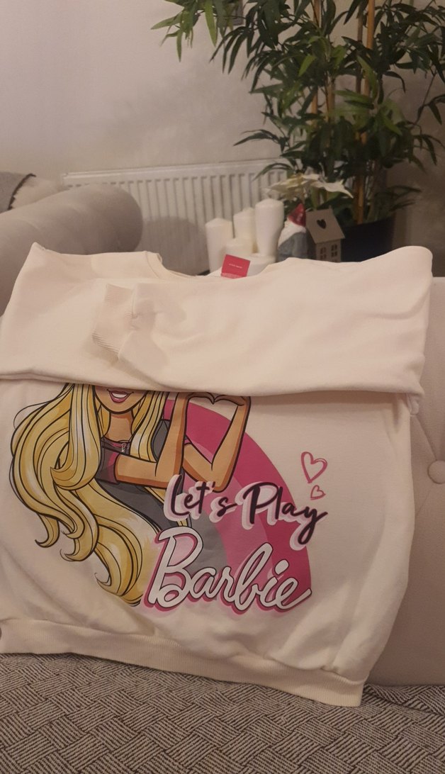 Beyaz Barbie Baskılı Kız Sweatshirt - Görsel 2