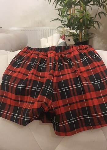 Tokalı Kırmızı Ekose Mini Etek - Görsel 2