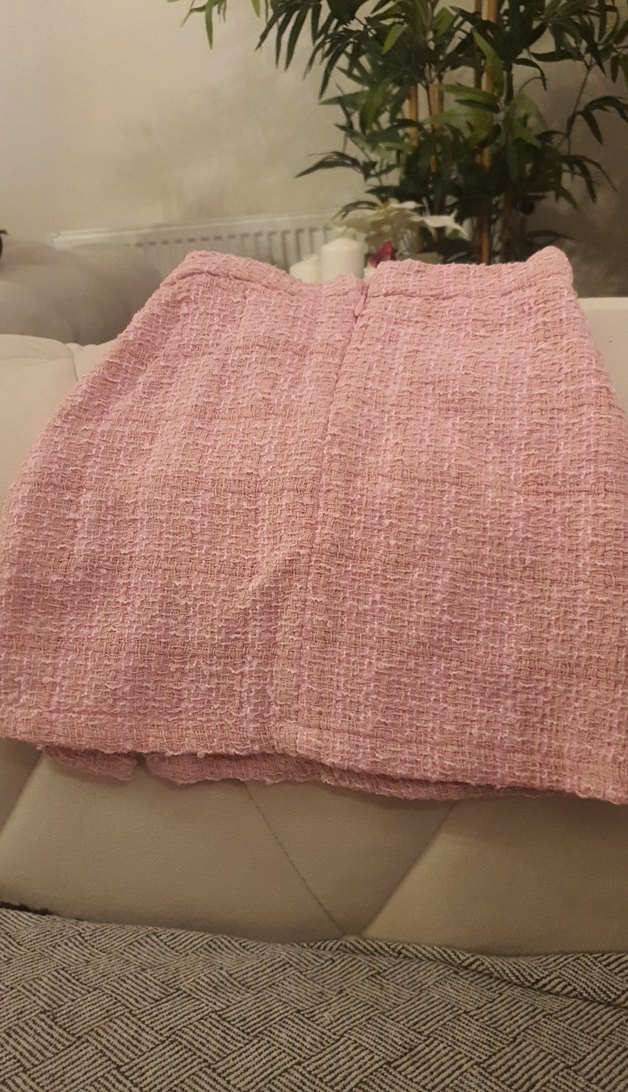 Düğmeli Pembe Mini Etek - Görsel 2