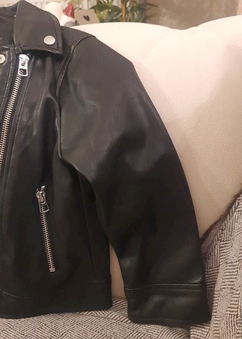 Zara Siyah Kız Deri Biker Ceket - Görsel 3
