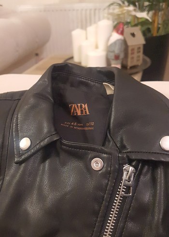 Zara Siyah Kız Deri Biker Ceket - Görsel 5