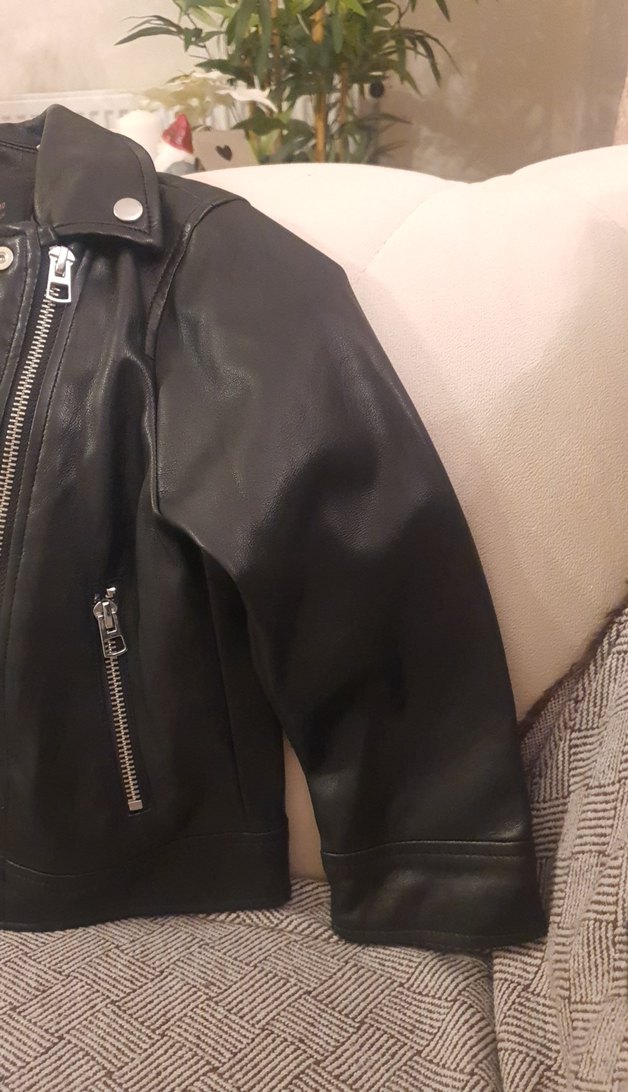 Zara Siyah Kız Deri Biker Ceket - Görsel 3