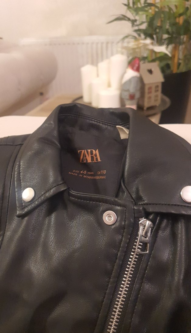 Zara Siyah Kız Deri Biker Ceket - Görsel 5