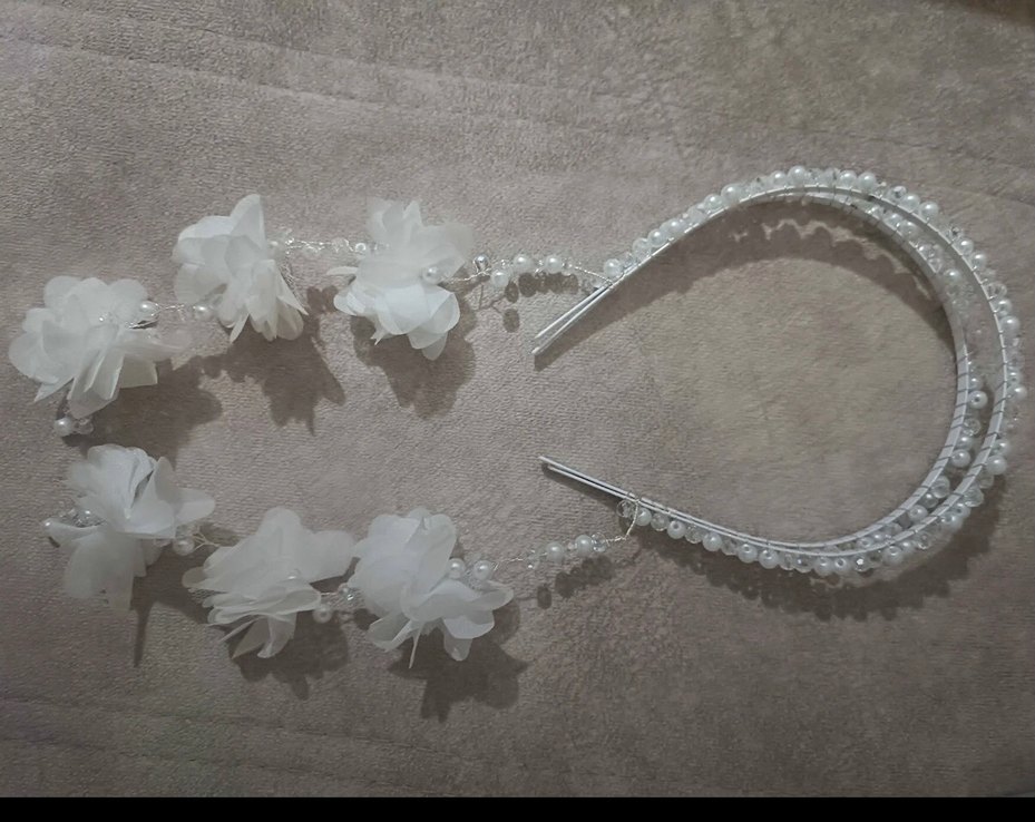 İnci Detaylı Beyaz Bohem Taç - Görsel 3