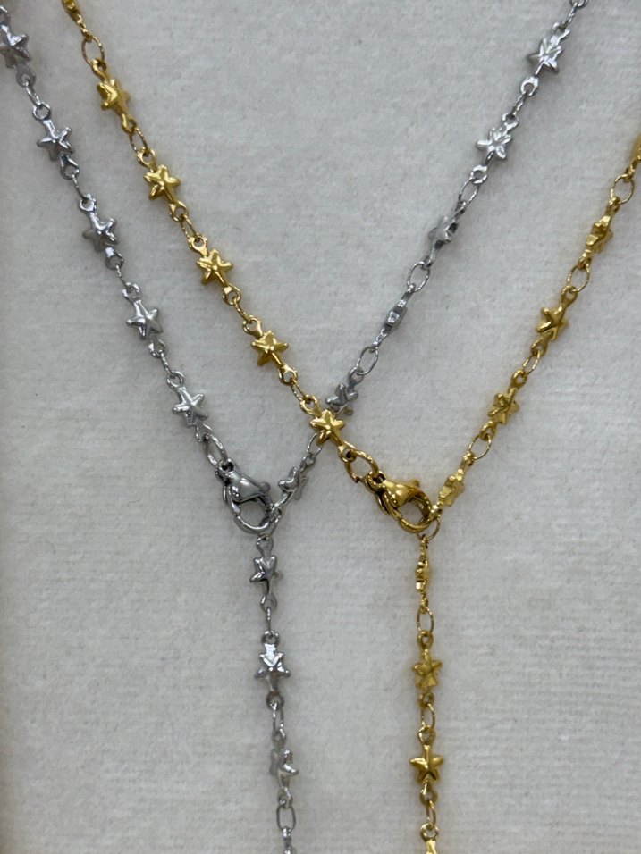 Çelik yıldız y kolye zincir - Görsel 2