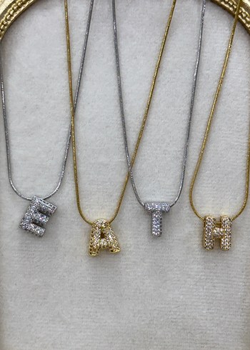 Çelik minimal Bubble harf kolye - Görsel 2