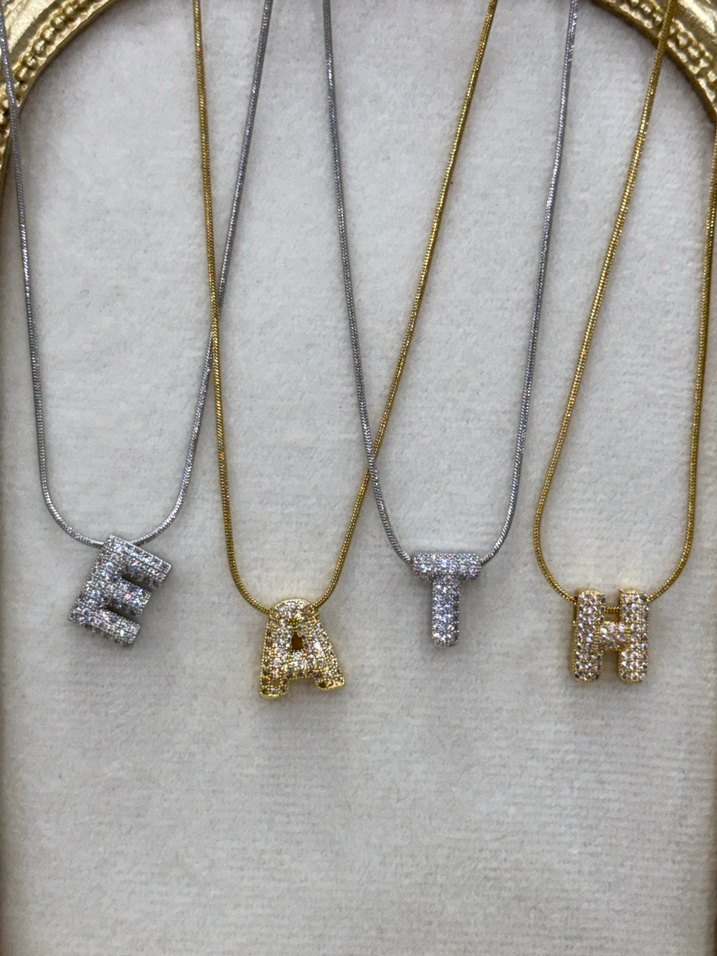 Çelik minimal Bubble harf kolye - Görsel 2