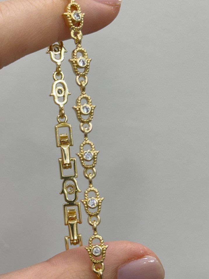 14k altın kaplama Fatma ana eli bileklik - Görsel 2