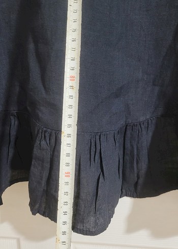 xl Beden lacivert Renk Lacivert Keten Midi V Yaka Tunik
