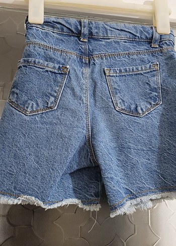 Düğmeli Mavi kız cocuk Denim Mini Şort - Görsel 2