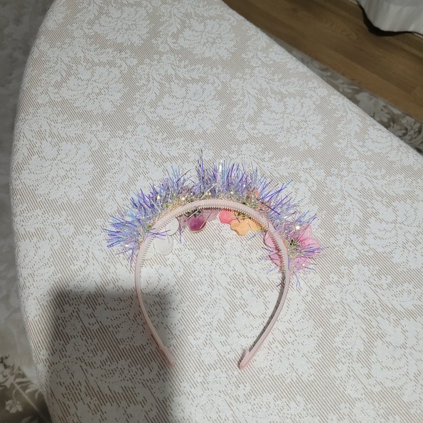 Çiçek Desenli Dantel Taç - Pastel Renkli - Görsel 2