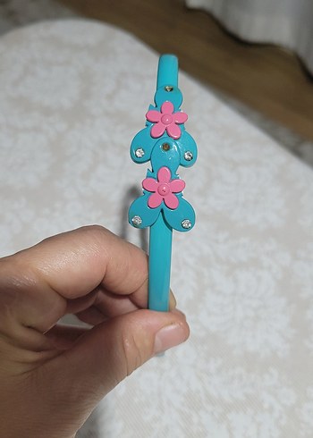 Turkuaz Yılan Desenli Elastik Saç Bandı - Görsel 2