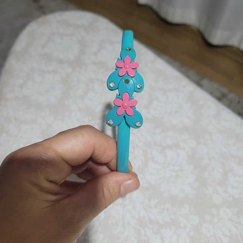 Turkuaz Yılan Desenli Elastik Saç Bandı - Görsel 2