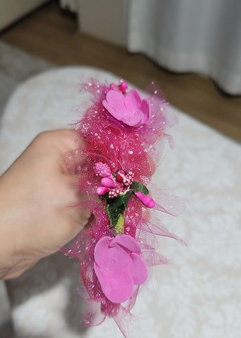 Dantel ve Nakış Detaylı Pembe Çocuk Taç - Görsel 3