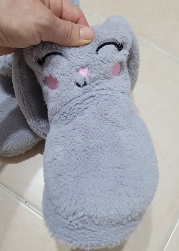 Kız Çocuk Gri Sıcak Peluş Terlik Lcw marka . - Görsel 2