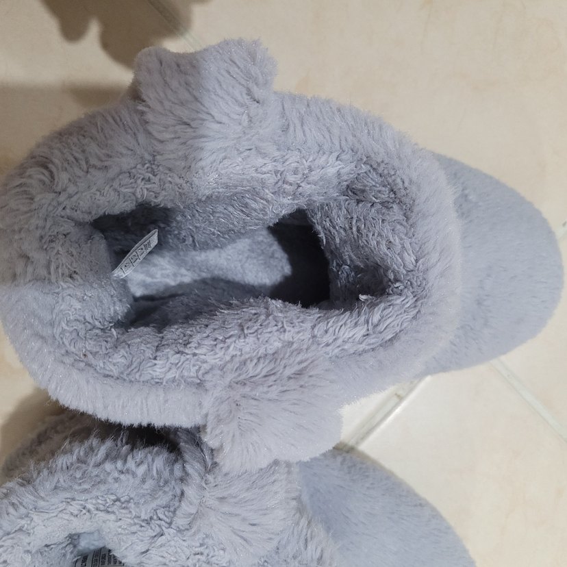 Kız Çocuk Gri Sıcak Peluş Terlik Lcw marka . - Görsel 4