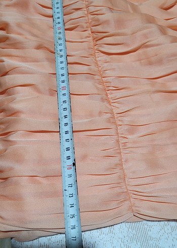 Bej Drapeli Straplez Uzun Abiye Elbise H&M marka - Görsel 3