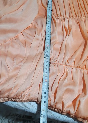 Bej Drapeli Straplez Uzun Abiye Elbise H&M marka - Görsel 4