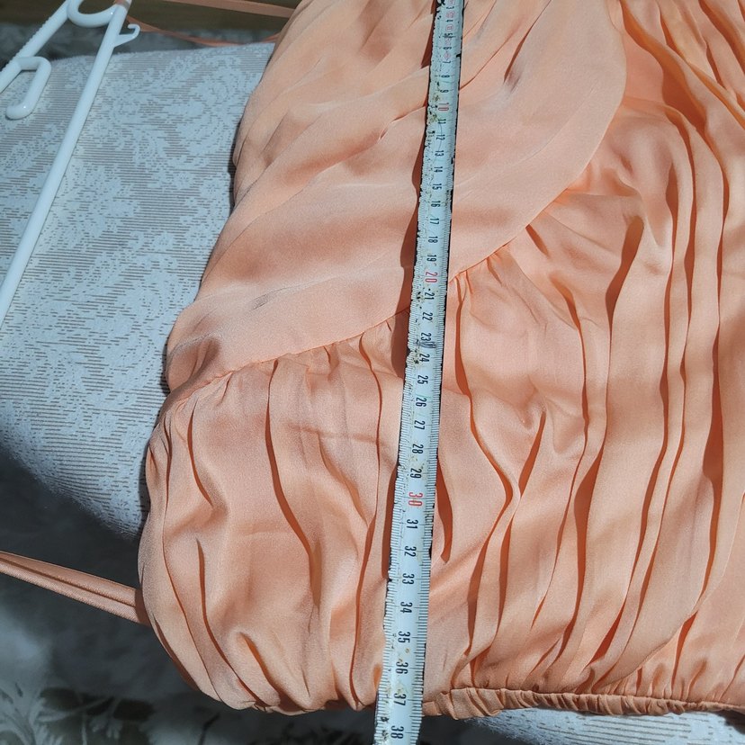 Bej Drapeli Straplez Uzun Abiye Elbise H&M marka - Görsel 5