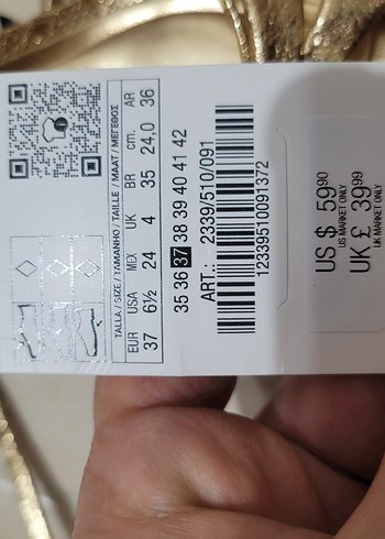 Altın Renkli Stiletto Topuklu Kadın Sandalet Zara marka . - Görsel 2